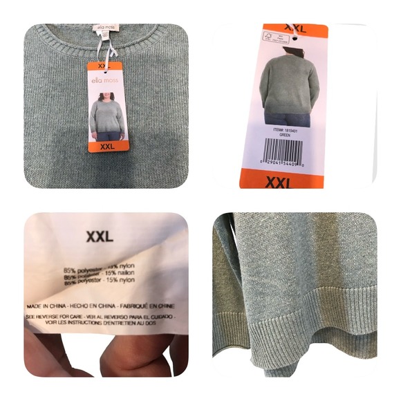 Ella Moss Women's Light Blue Knit Sweater Crew Neck Long Sleeve Size XXL - Picture 3 of 16
